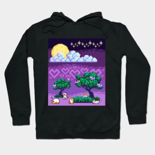 Pixelated Pets at Night Hoodie